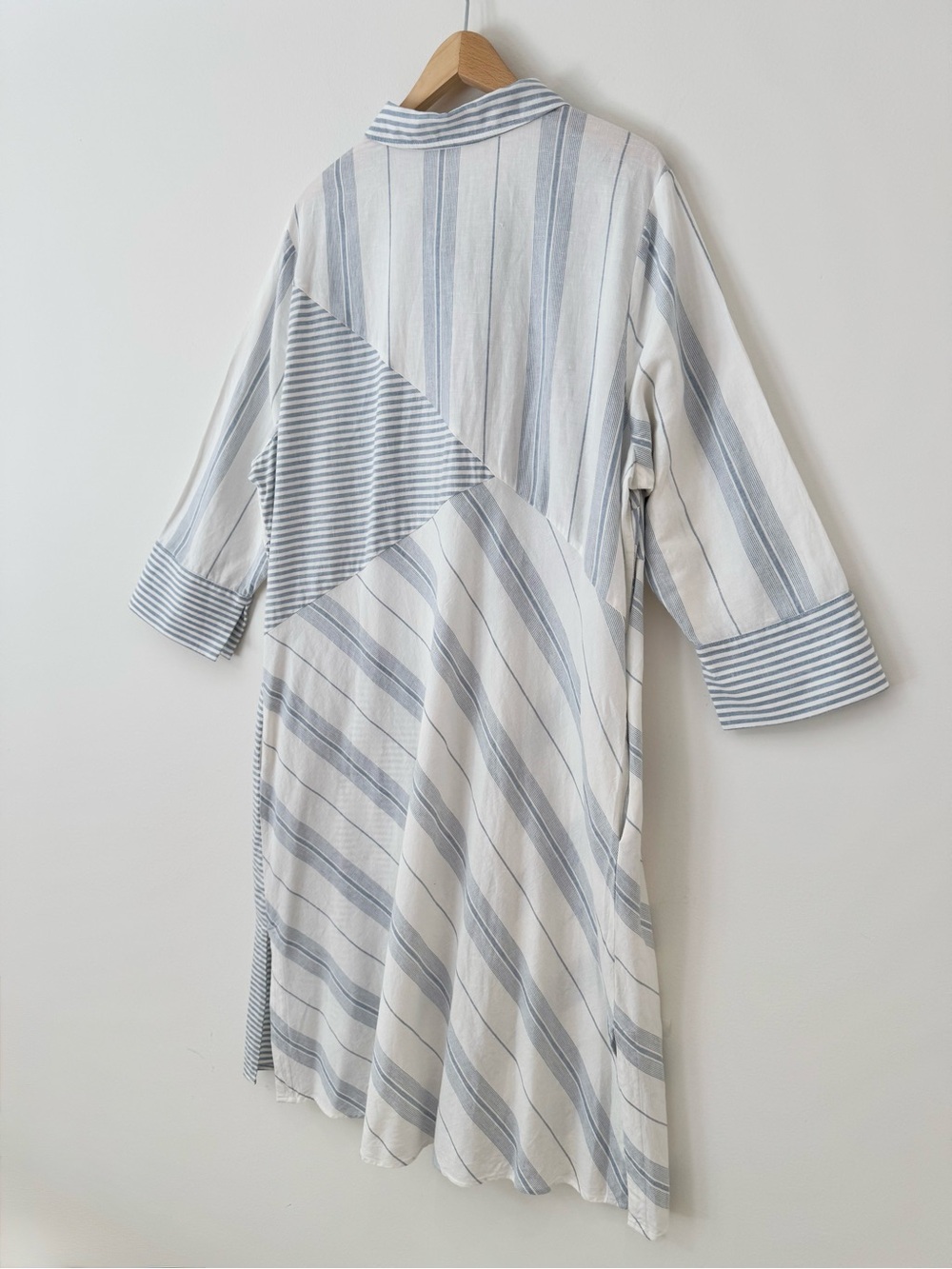 Soft Surroundings Seaport Linen Blue and White Striped Midi Shirt Dress, Size 2X - Picture 7 of 15
